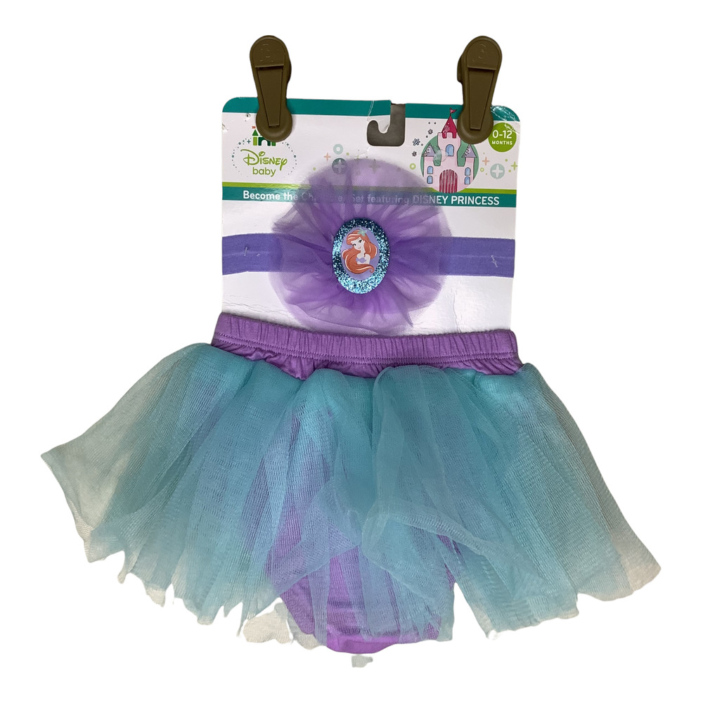 Disney Princess Tutu Baby 0-12 Months Ariel Headband Diaper Cover Purple Blue